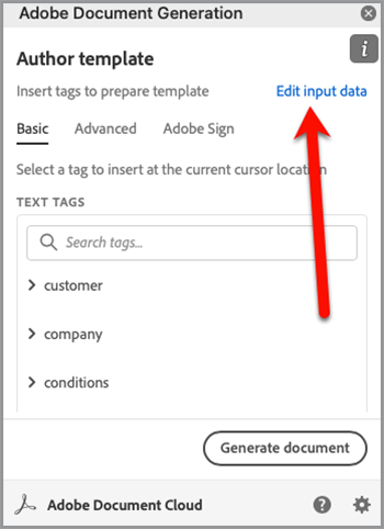 Screenshot of Document Generation Tagger