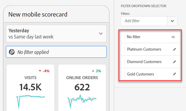 Filter dropdown selector highlighting the build filters