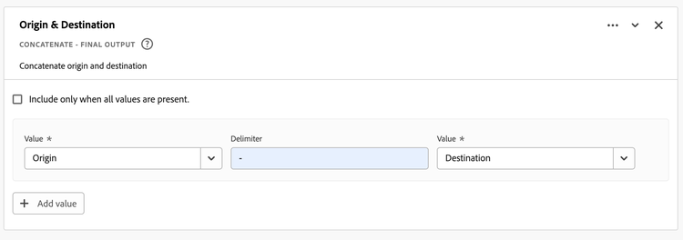 Screenshot of the Concatenate rule