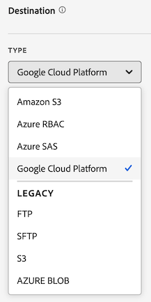 Google Cloud Platform destination