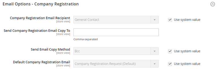 Email Options - Company Registration