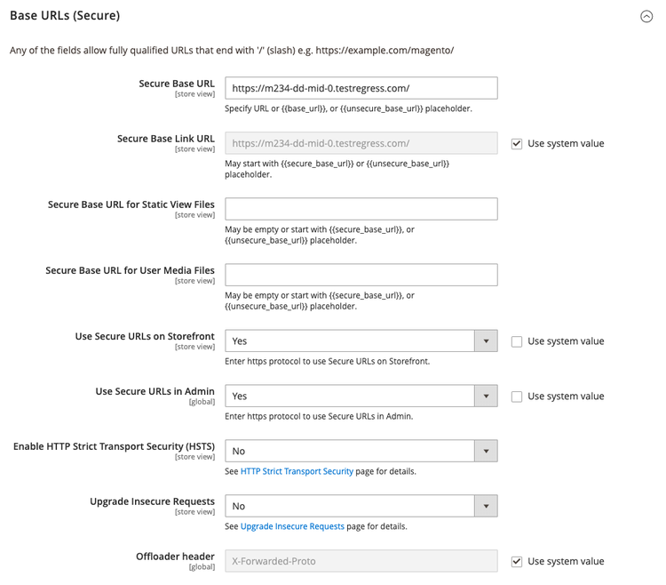 Web > Base URLs (Secure)