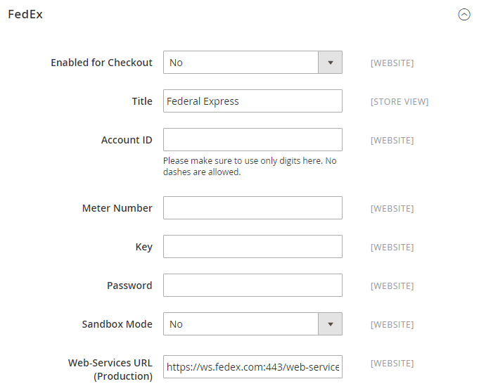 FedEx Account Settings