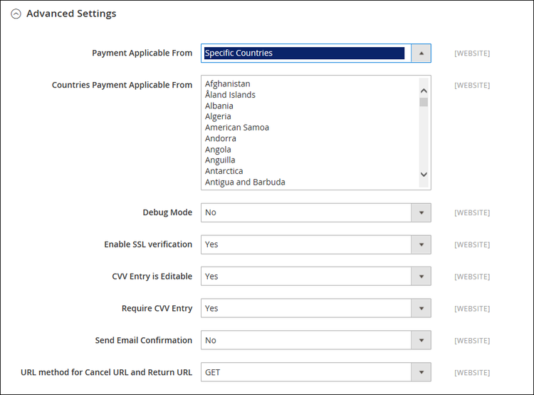 Advanced Settings