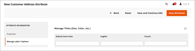 Customer address attributes - labels/options