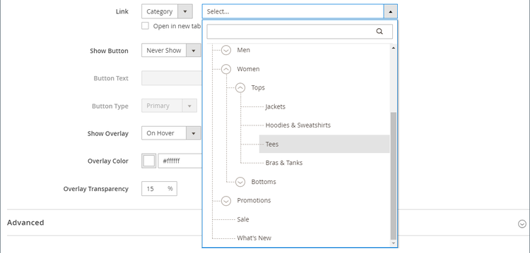 Choosing a category to link