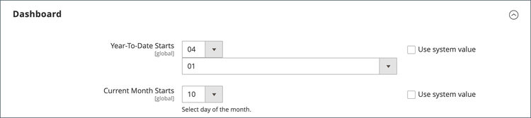 Admin Dashboard - date settings