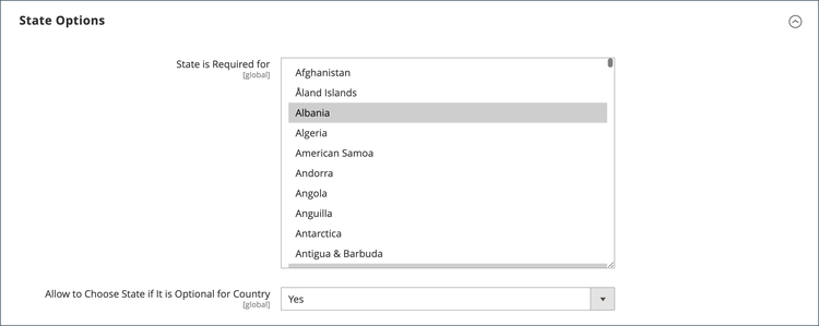 General configuration - state options