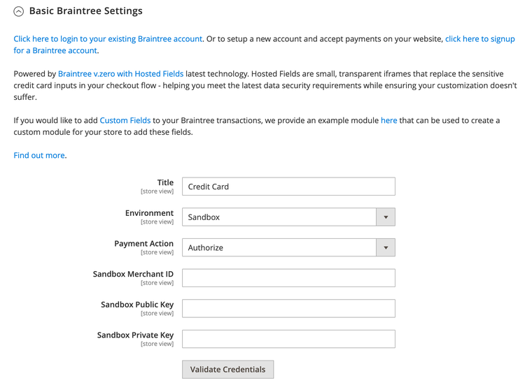 Basic Credentials Settings