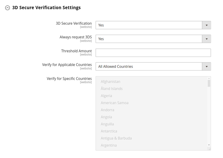 3D verification settings