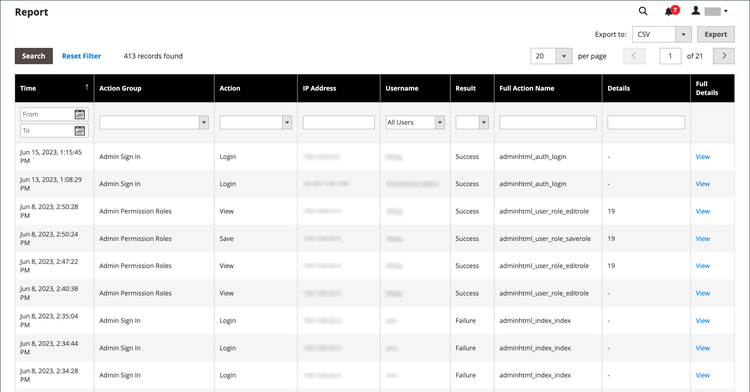 Action logs