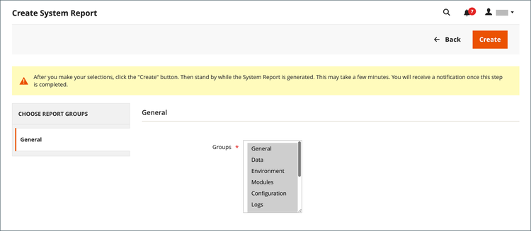 System report - select groups