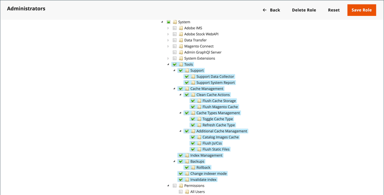 Role resources - cache management