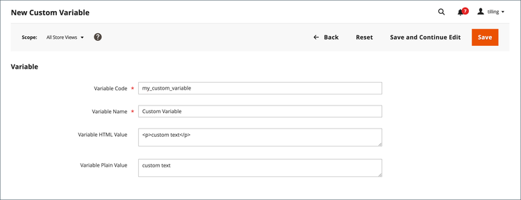 New custom variable