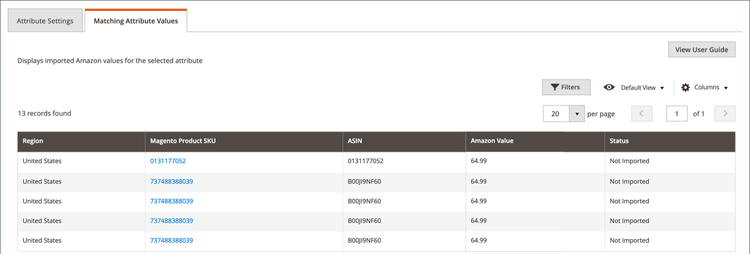 View attribute values