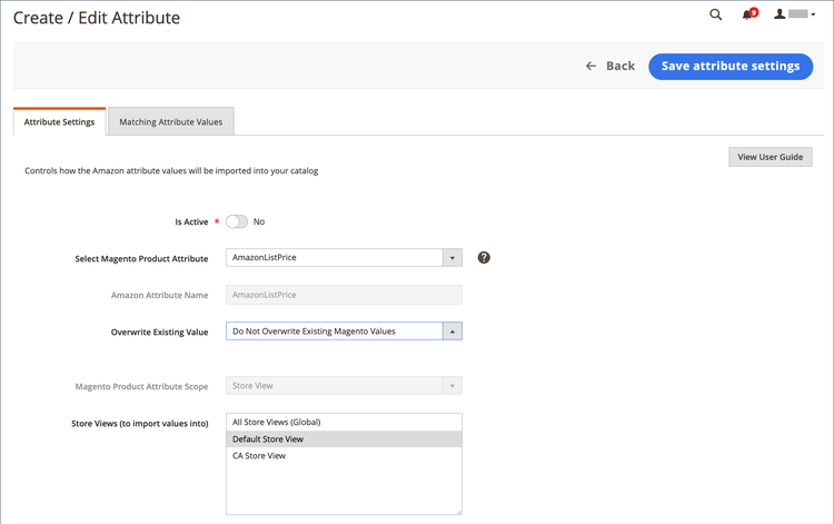 edit attribute settings