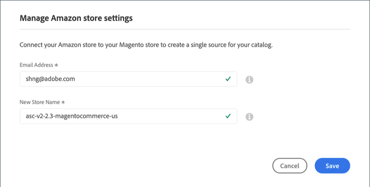 Store integration settings