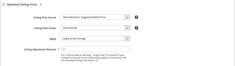 Intelligent repricing rule - optional ceiling price