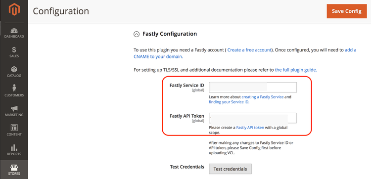 Fastly credentials Admin