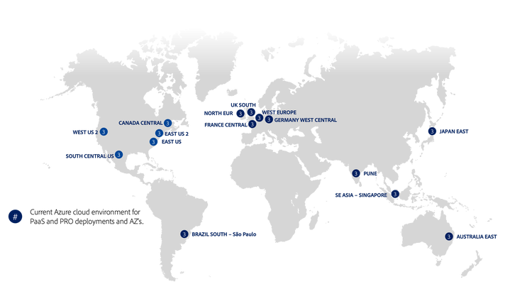 Diagram showing Azure regions