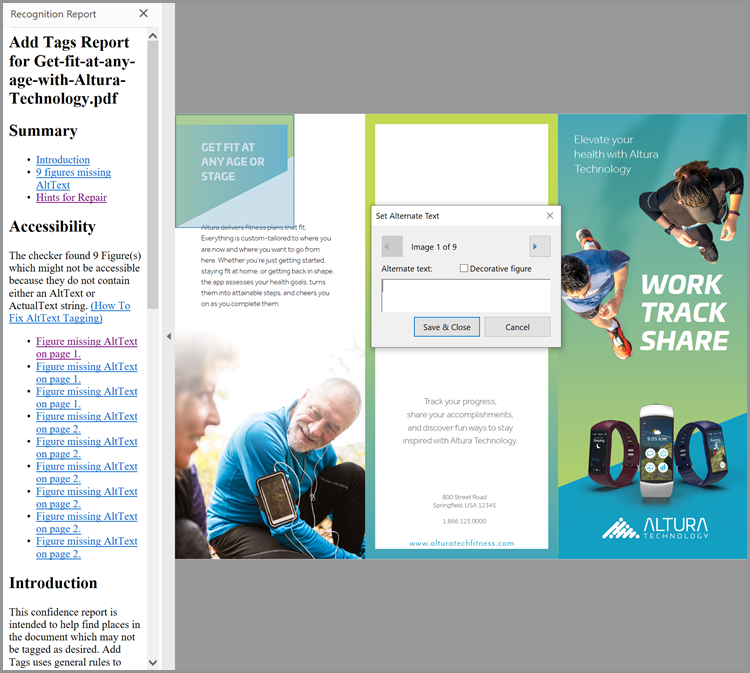 Screenshot of setting Alternate text in PDF