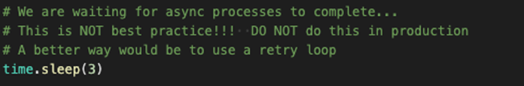 Screenshot saying it's best practice to establish a retry loop