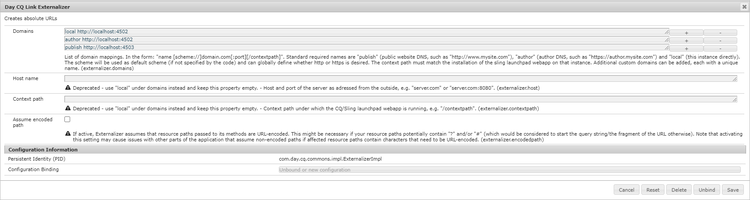 Link externalizer setting