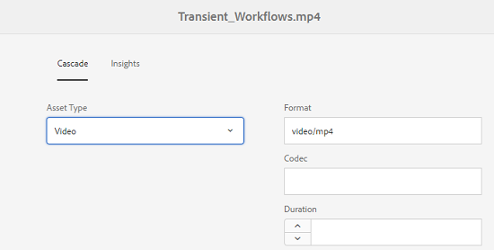 Cascading metadata for Video asset