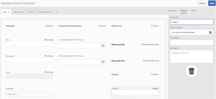 Text field added to Metadata Schema Form Editor