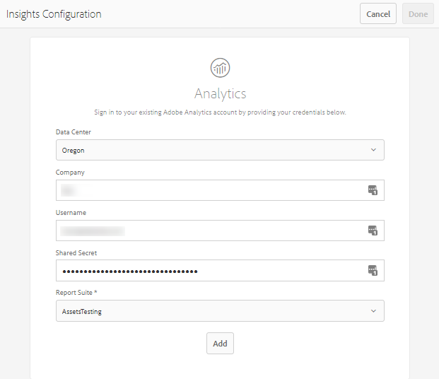 Configure Adobe Analytics for Assets Insights in Experience Manager