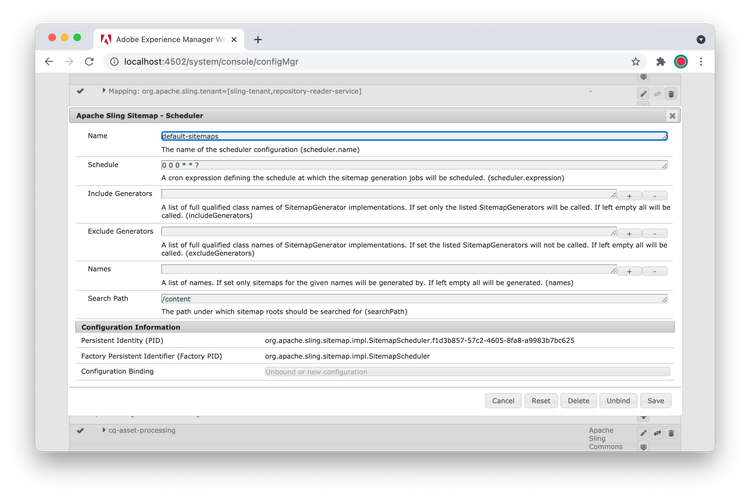 Apache Sling Sitemap - Scheduler