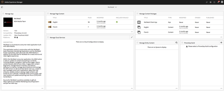 AEM Mobile Applications Command Center