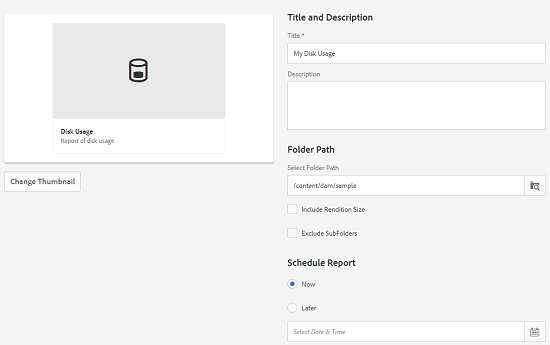 Details page of Disk Usage report