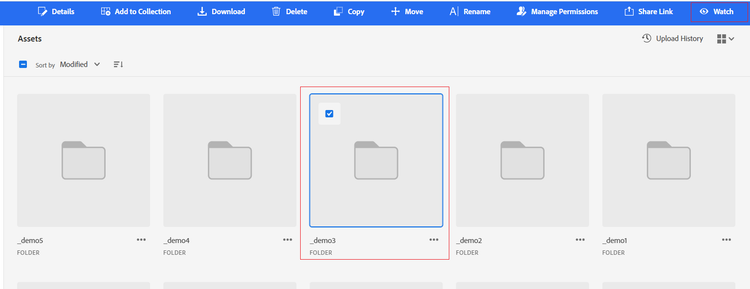 Notifications in Assets view