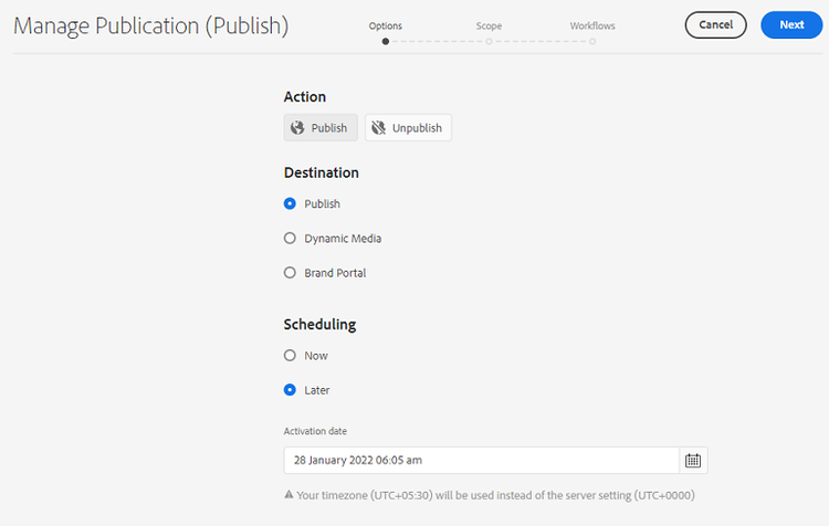 Manage Publication workflow