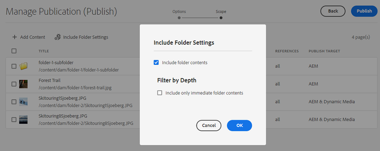 Include Folder Settings