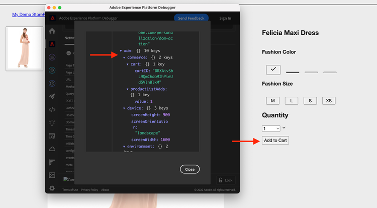 AEP Debugger Add-To-Cart Event-Data