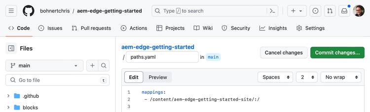 Updating paths.yaml