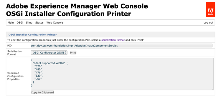 OSGi Installer Configuration Printer