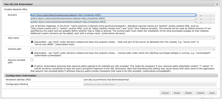 The Externalizer OSGi configuration