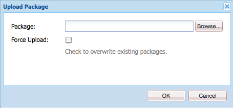 Package upload dialog