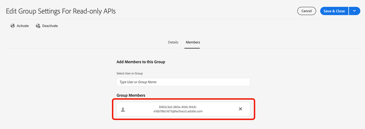 Members tab