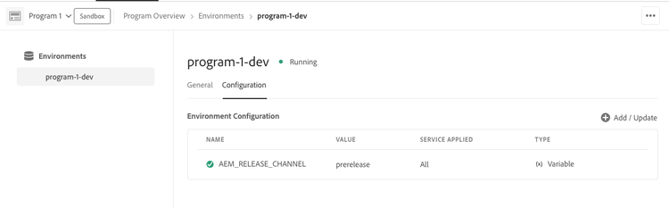 New environment variable