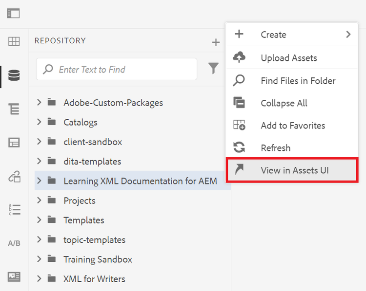 View in Assets UI