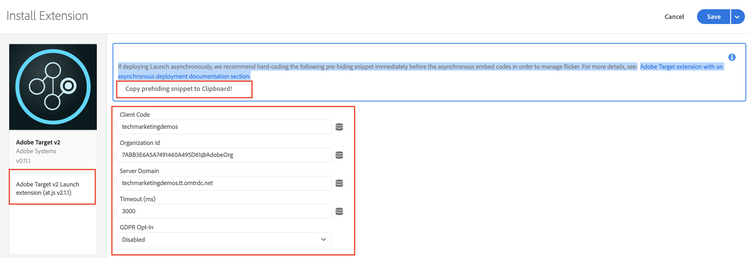 Target - Extension Config