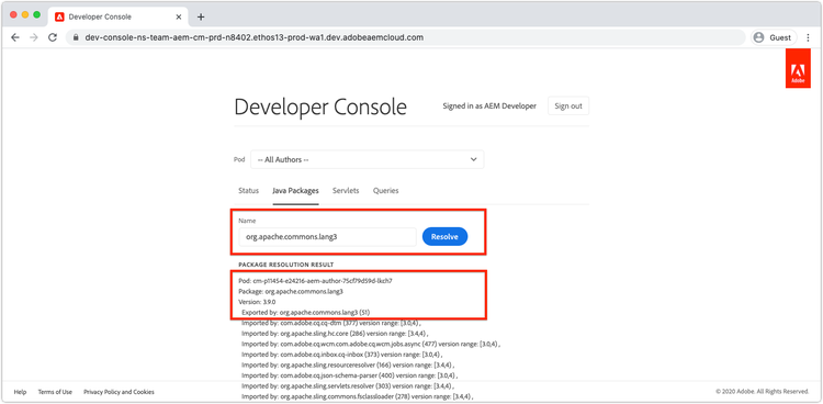 Developer Console - Java Packages