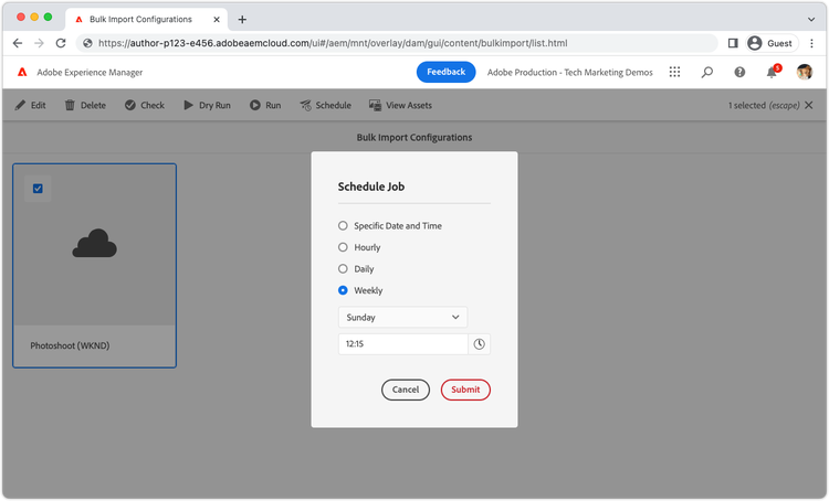 Bulk import schedule