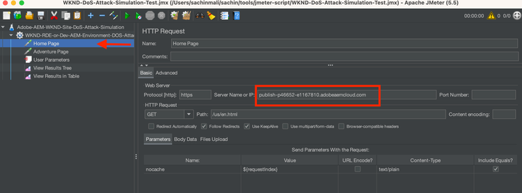 AEM Server Name HTTP Request JMetere - ModSecurity