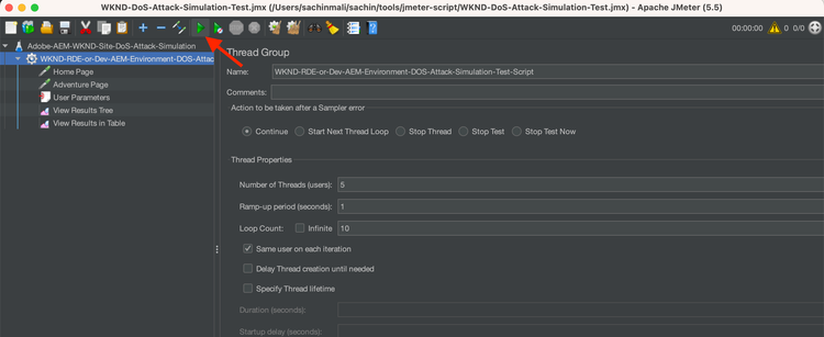 Execute JMeter Script - ModSecurity