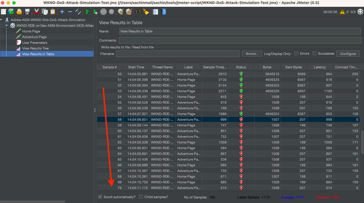 Failed Response in View Results in Table JMeter - ModSecurity